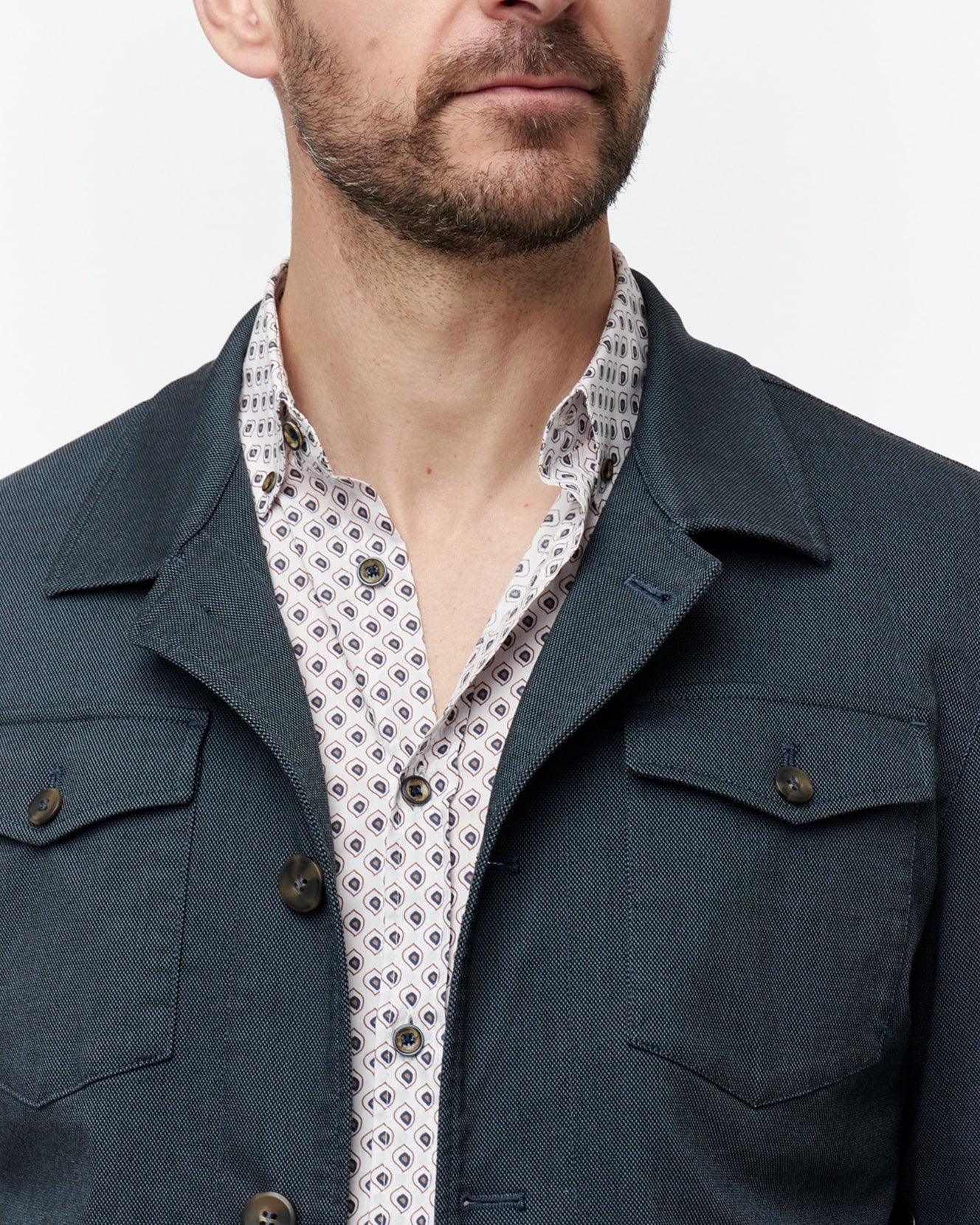 Slim Fit Overshirt with Micro - Pattern - Men's Casual Jacket at Menzclub