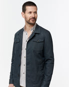 Slim Fit Overshirt with Micro - Pattern - Men's Casual Jacket at Menzclub