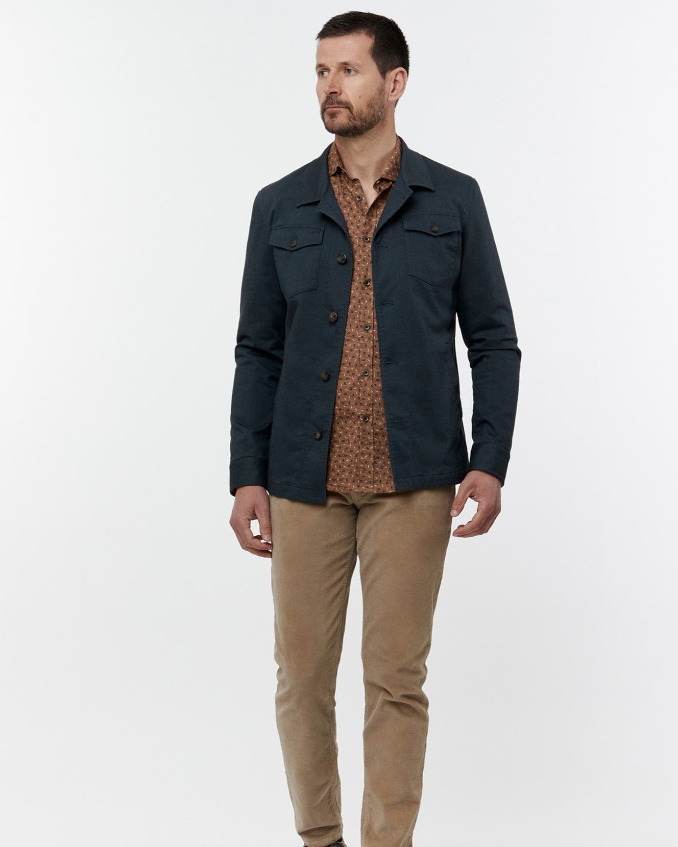 Slim Fit Overshirt with Micro - Pattern - Men's Casual Jacket at Menzclub