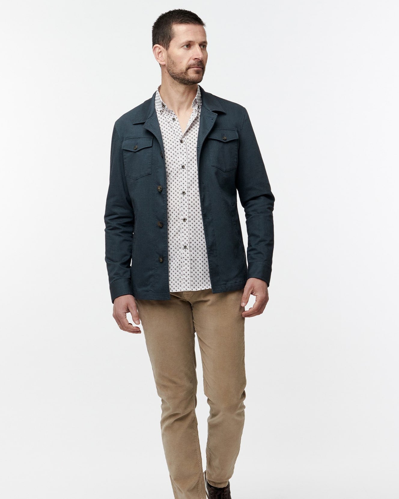 Slim Fit Overshirt with Micro - Pattern - Men's Casual Jacket at Menzclub