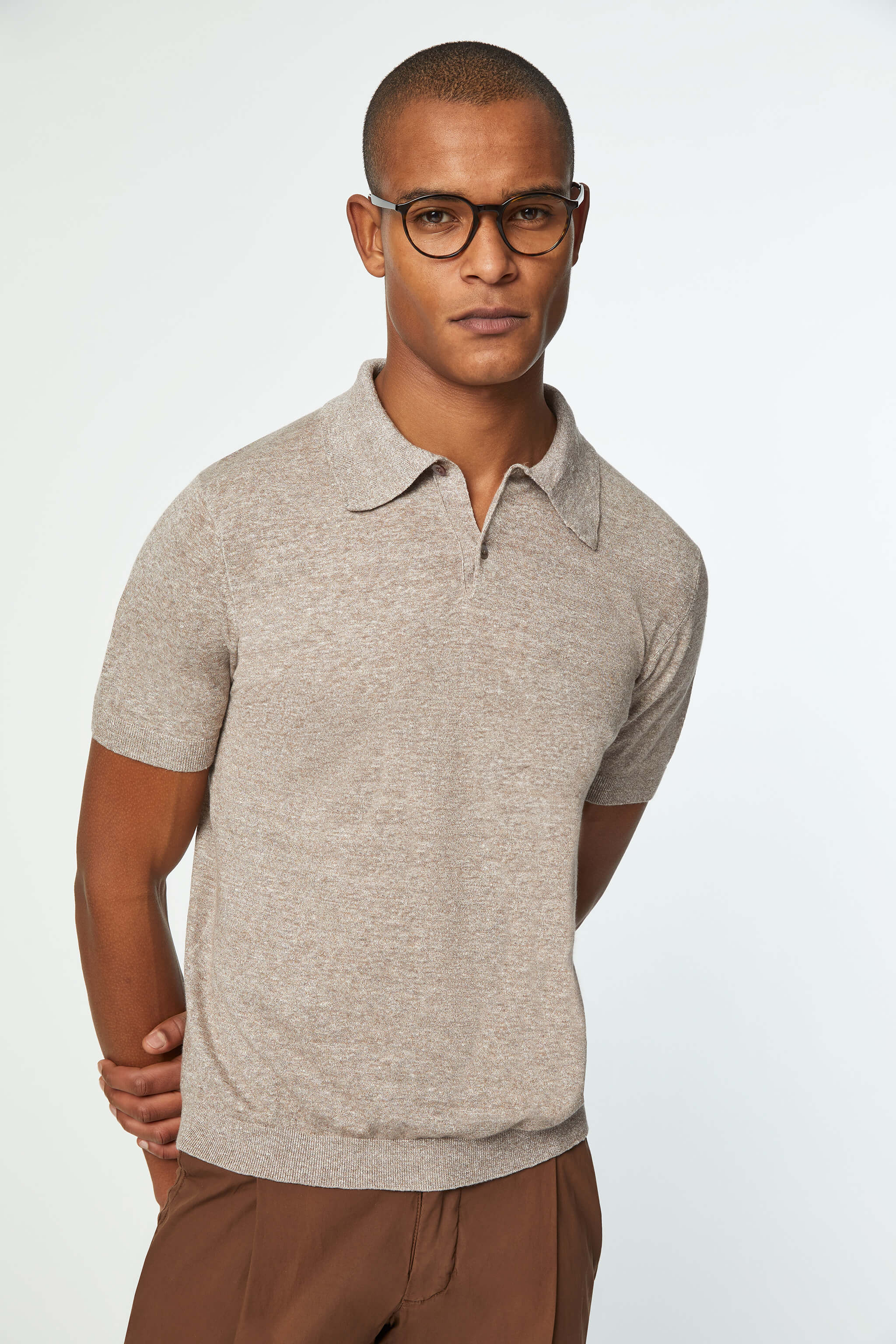Melange Knit Polo - Men's Polo Shirts at Menzclub