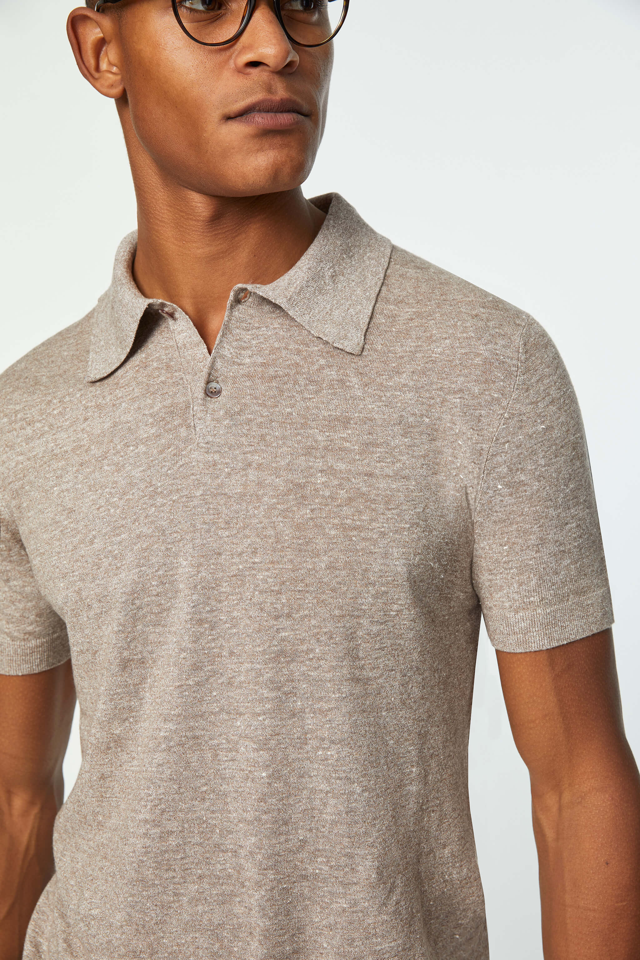 Melange Knit Polo - Men's Polo Shirts at Menzclub