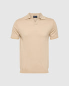 Beige Cuban Knitted Polo - Men's Polo Shirts at Menzclub