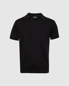 Black Cuban Knitted Polo - Men's Polo Shirts at Menzclub