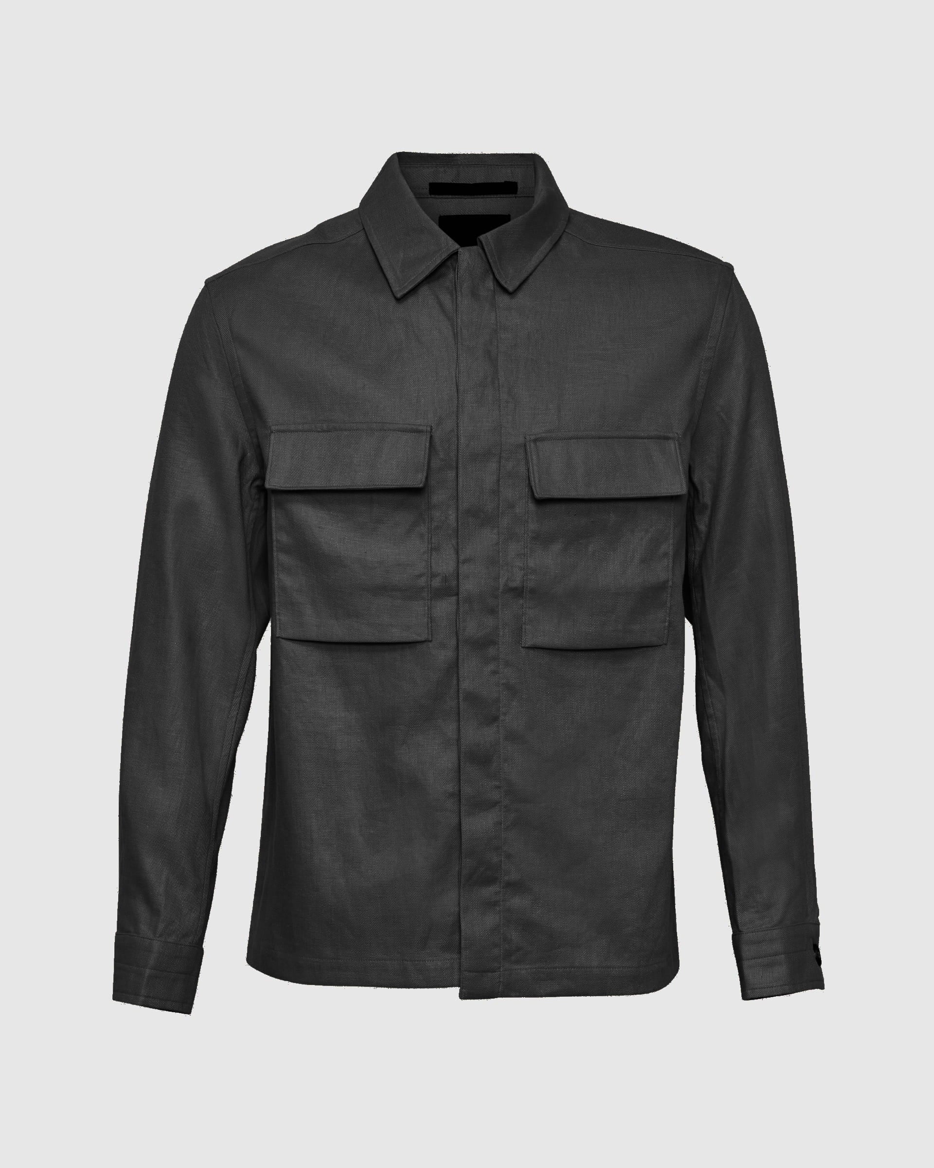 Chest Pocket Linen Overshirt - Men's Casual Jacket at Menzclub