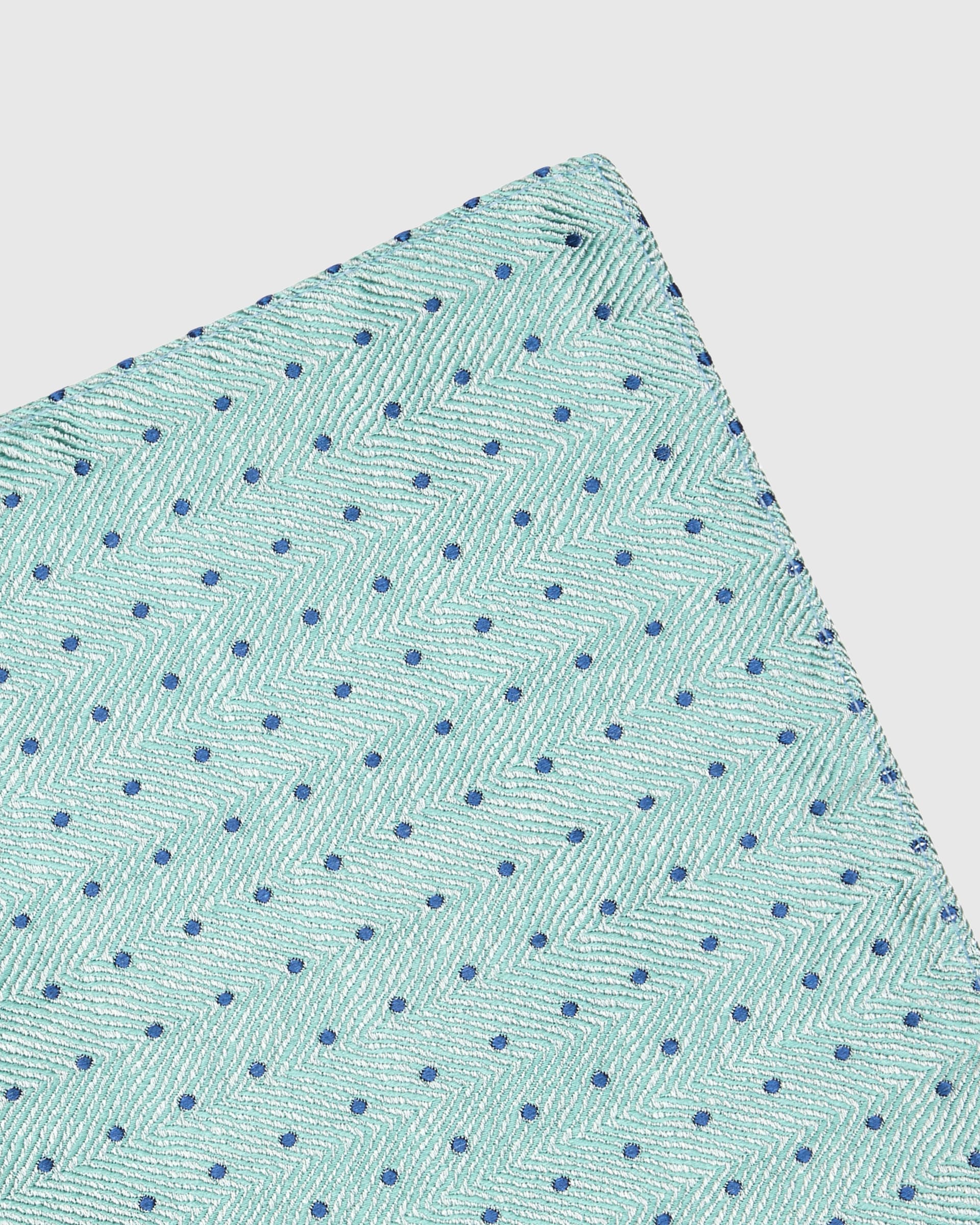 Green Herringbone with Dot Silk Pocket Square - Men's Pocket Squares at Menzclub