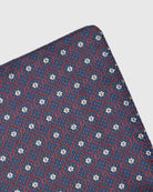 Navy Circular Motif Silk Pocket Square - Men's Pocket Squares at Menzclub