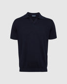Navy Cuban Knitted Polo - Men's Polo Shirts at Menzclub
