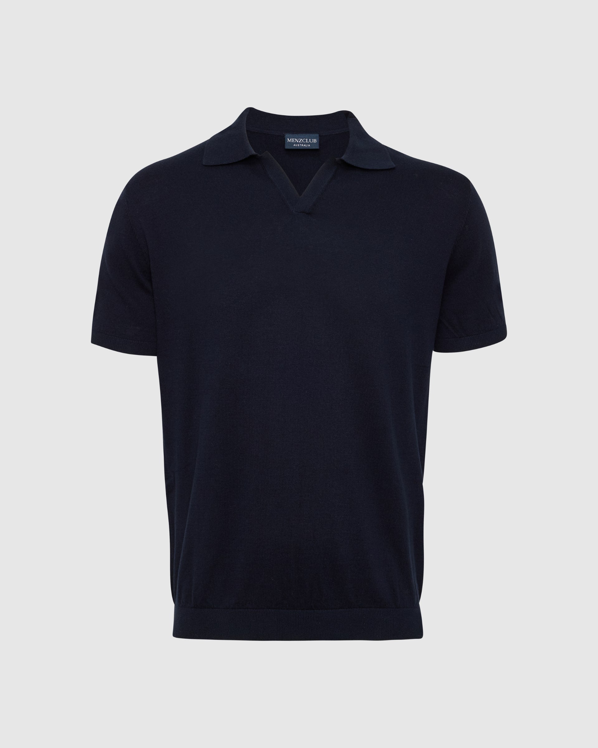 Navy Cuban Knitted Polo - Men's Polo Shirts at Menzclub