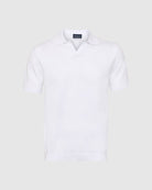 White Cuban Knitted Polo - Men's Polo Shirts at Menzclub