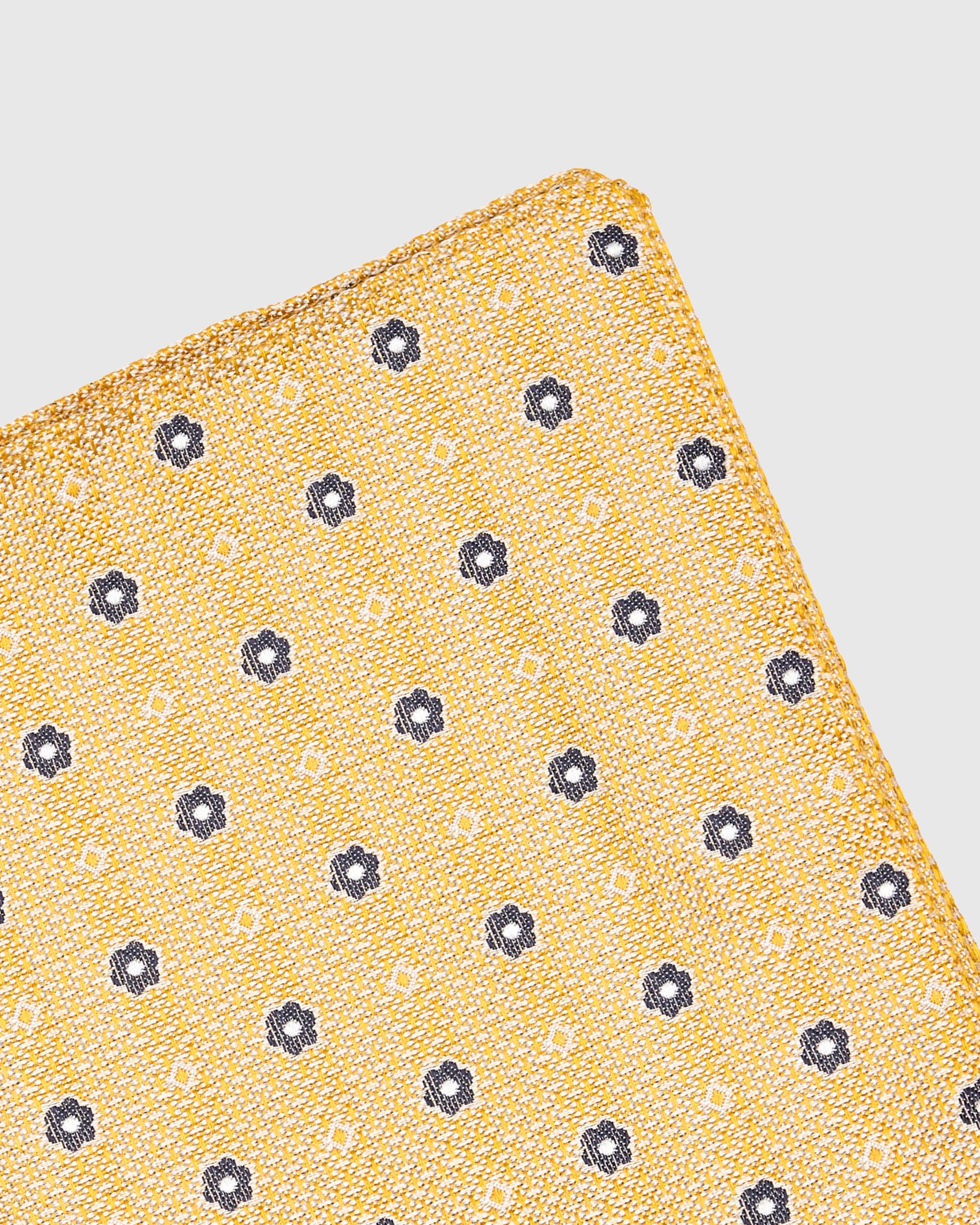Yellow Floral Motif Silk Pocket Square - Men's Pocket Squares at Menzclub