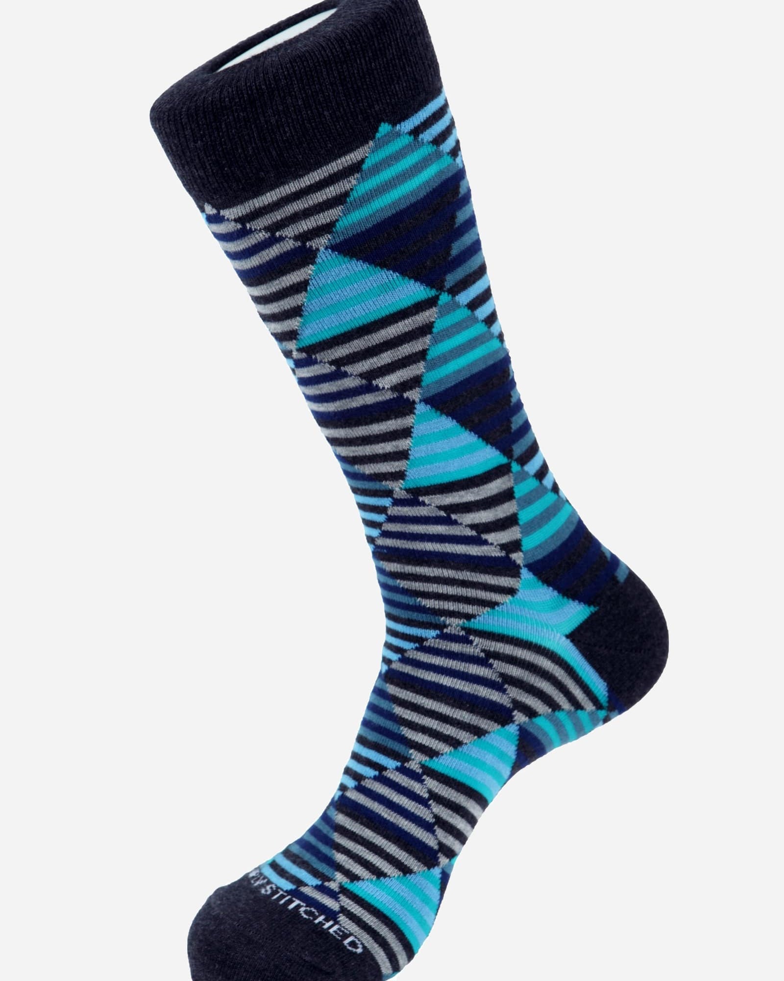 Diamond Stripe Blue Socks - Men's Socks at Menzclub