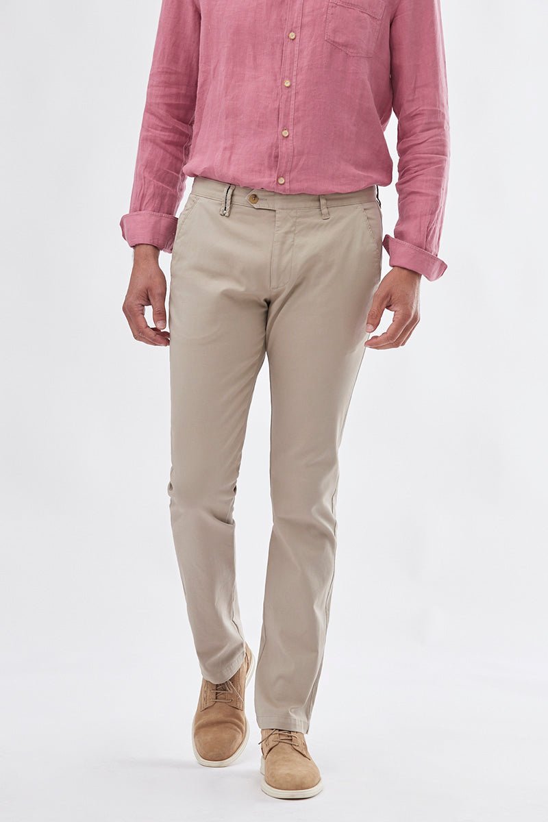 Sport Chino Trouser with Textured Weave - Men's Pants at Menzclub