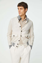 Bomber Jacket in White Jersey - Men's Casual Jacket at Menzclub