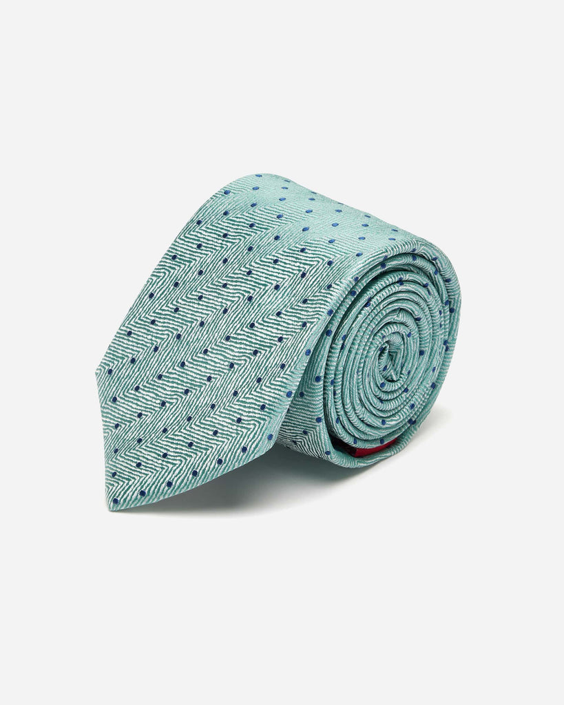 Green Herringbone with Dot Silk Tie - Buy Men's Ties online at Menzclub