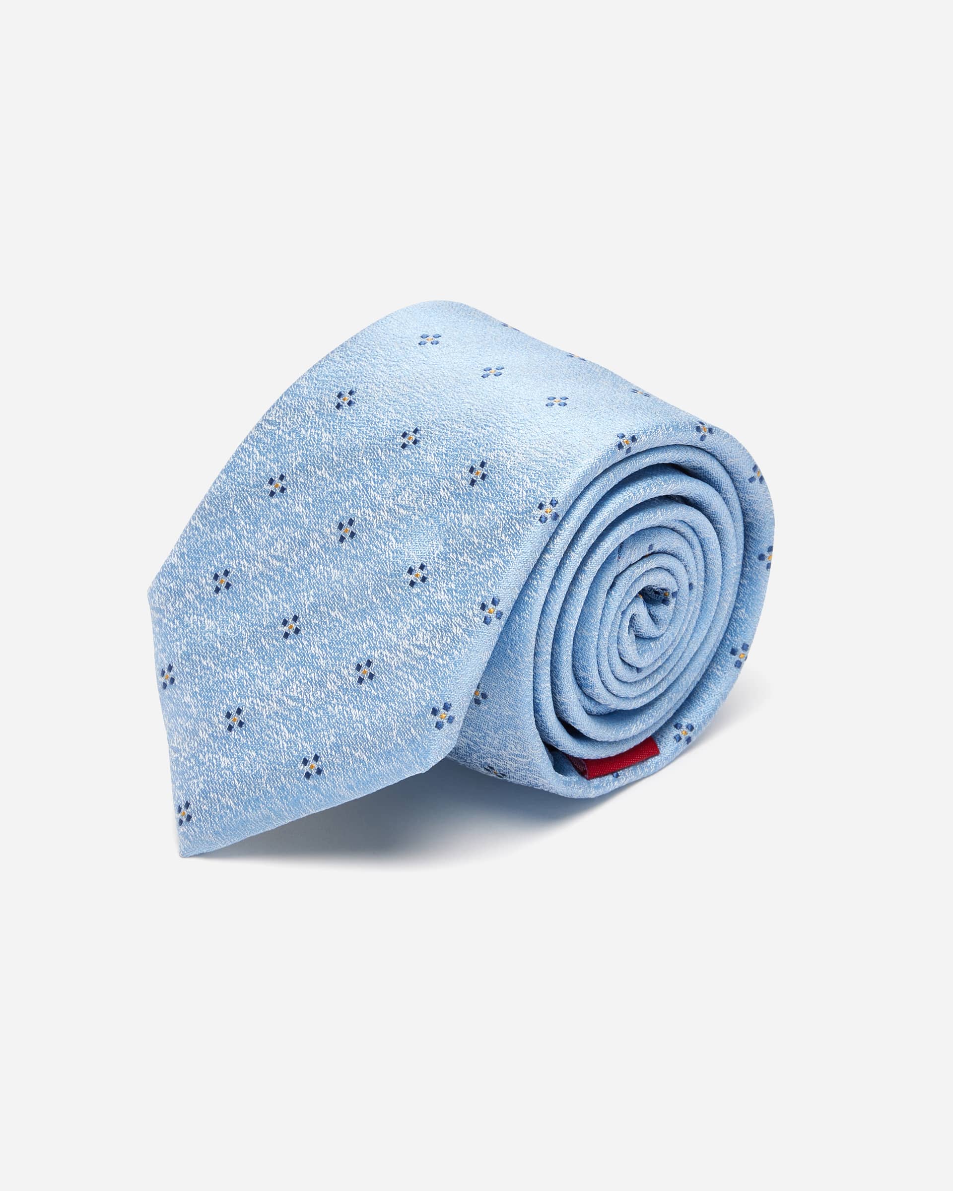 Light Blue with Blue Geometric Silk Tie - Men's Ties at Menzclub