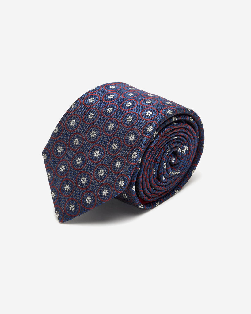 Navy Circular Motif Silk Tie - Buy Men's Ties online at Menzclub