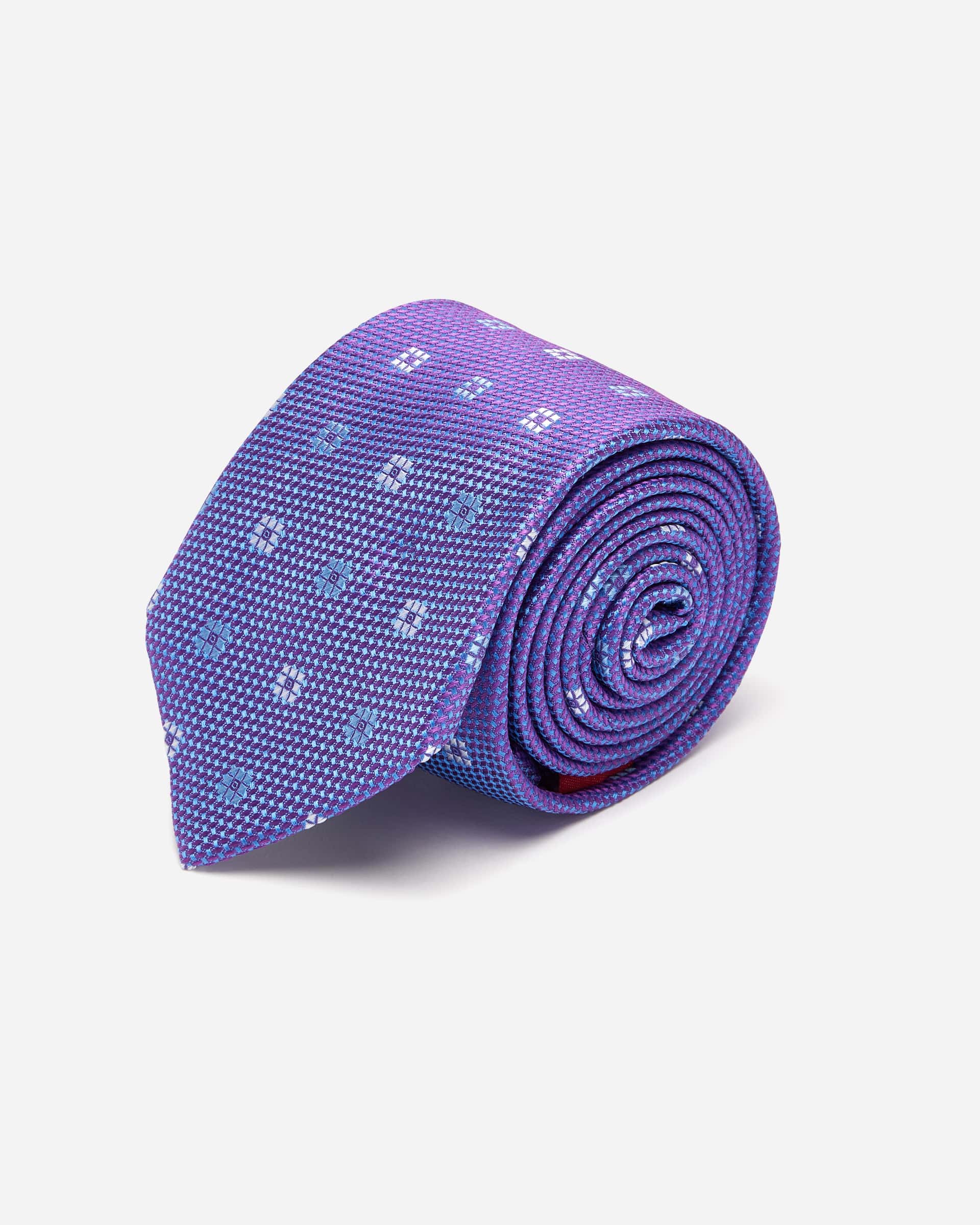 Purple Geometric Squares Silk Tie - Men's Ties at Menzclub