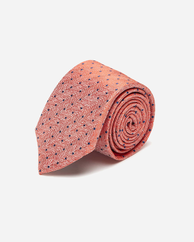 Salmon Herringbone with Dot Silk Tie - Buy Men's Ties online at Menzclub