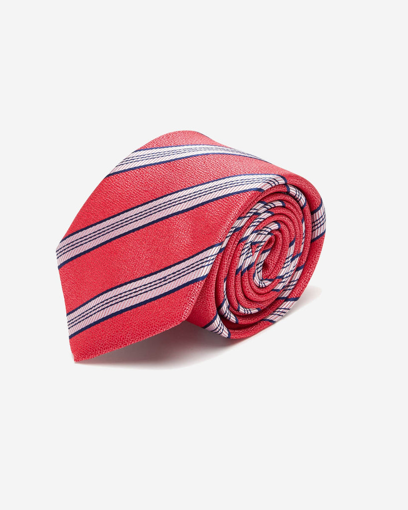 Salmon with Navy Stripe Silk Tie - Buy Men's Ties online at Menzclub