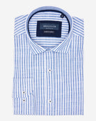 Blue Stripe Linen Shirt - Men's Casual Shirts at Menzclub