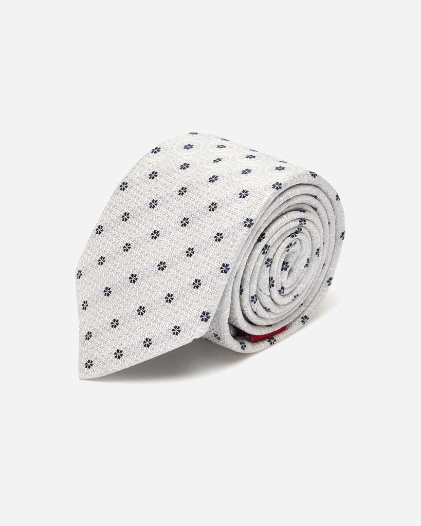 White Circular Motif Silk Tie - Buy Men's Ties online at Menzclub