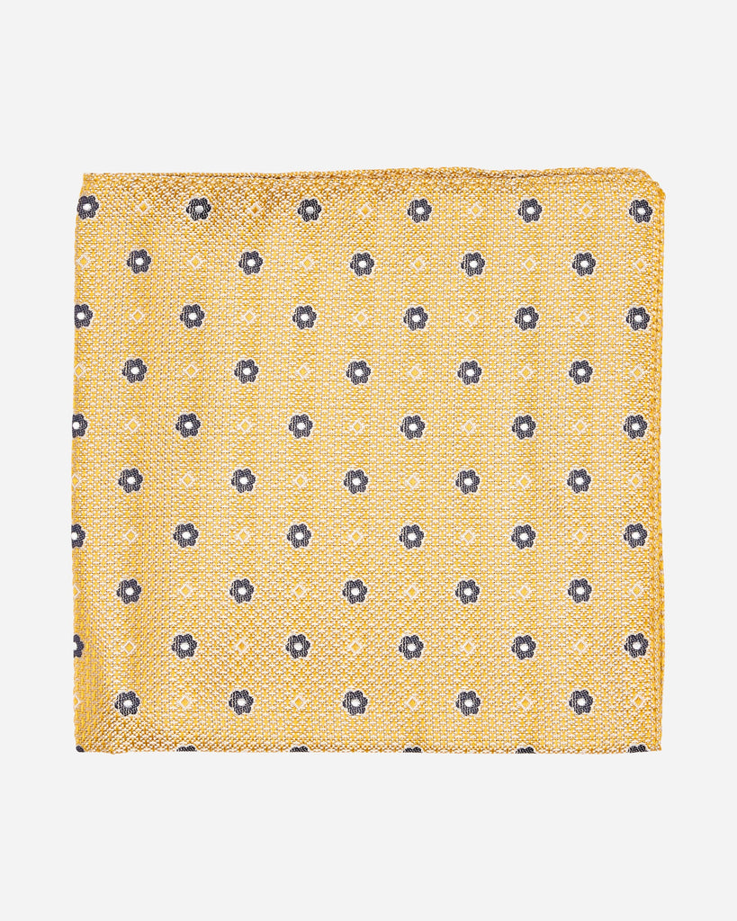 Yellow Floral Motif Silk Pocket Square - Buy Men's Pocket Squares online at Menzclub